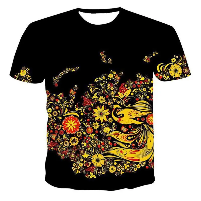 Summer New Fashion Flowers Butterflies 3D Graphic T Shirt Man Woman Personality Trend Hip Hop Print T-shirt Short Sleeve Tee Top