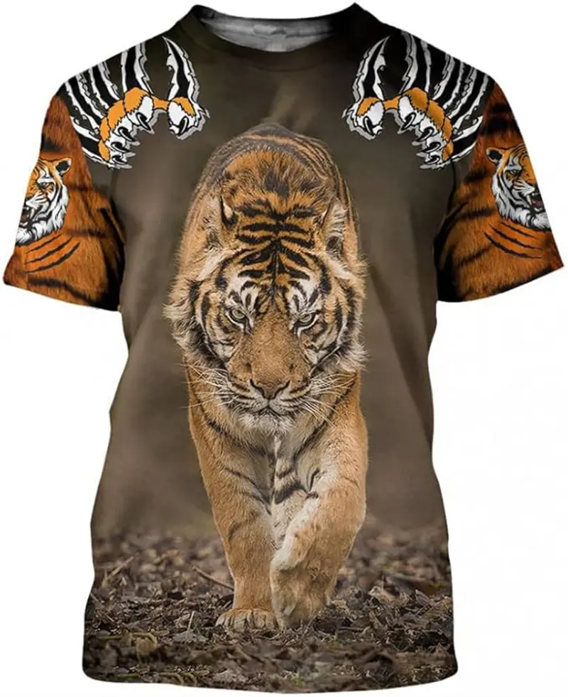 Fashion Tiger 3D Print Summer Fashion Popular T Shirt Casual Men's Street Hip-Hop Short Sleeve T-shirt Harajuku Y2k Loose Top
