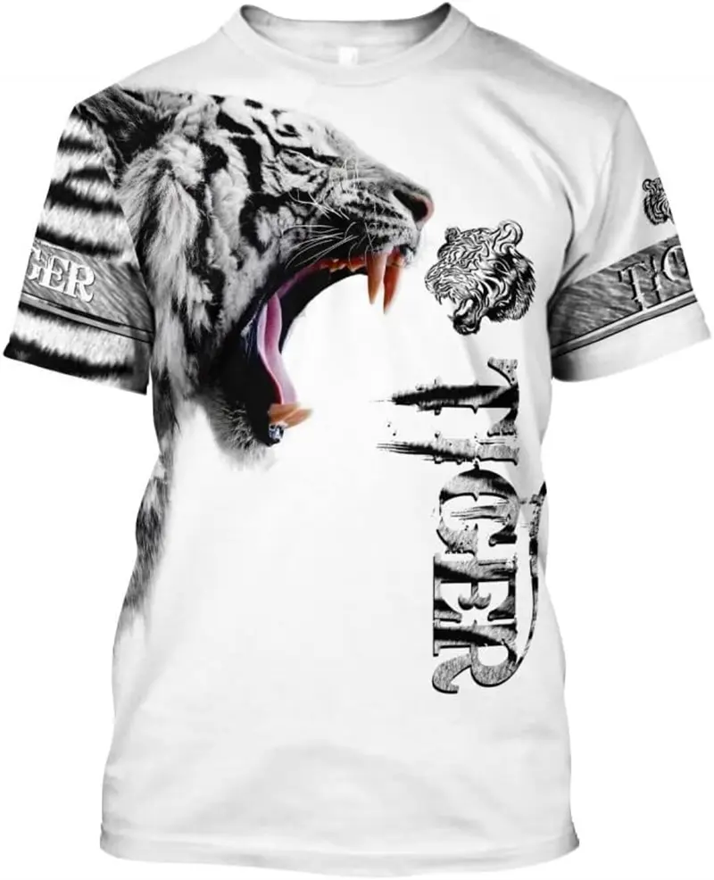 Fashion Tiger 3D Print Summer Fashion Popular T Shirt Casual Men's Street Hip-Hop Short Sleeve T-shirt Harajuku Y2k Loose Top
