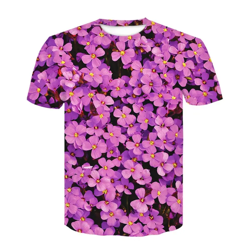 Summer New Fashion Flowers Butterflies 3D Graphic T Shirt Man Woman Personality Trend Hip Hop Print T-shirt Short Sleeve Tee Top