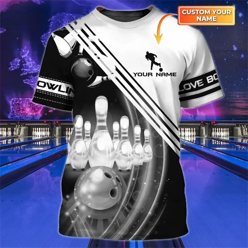 Custom Your Name Fashion 3d Print Bowling Graphic T-Shirt For Men Women Casual Sportswear Hip Hop Short Sleeve Harajuku Y2k Tops