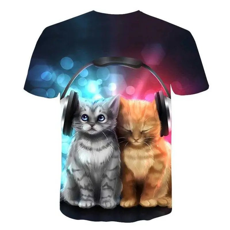 Fashion Cat 3d Printed Men's Summer Clothes Mens Funny T Shirt Cute Animal Graphic Tee Shirt Y2k Kids Women Street Casual Tops