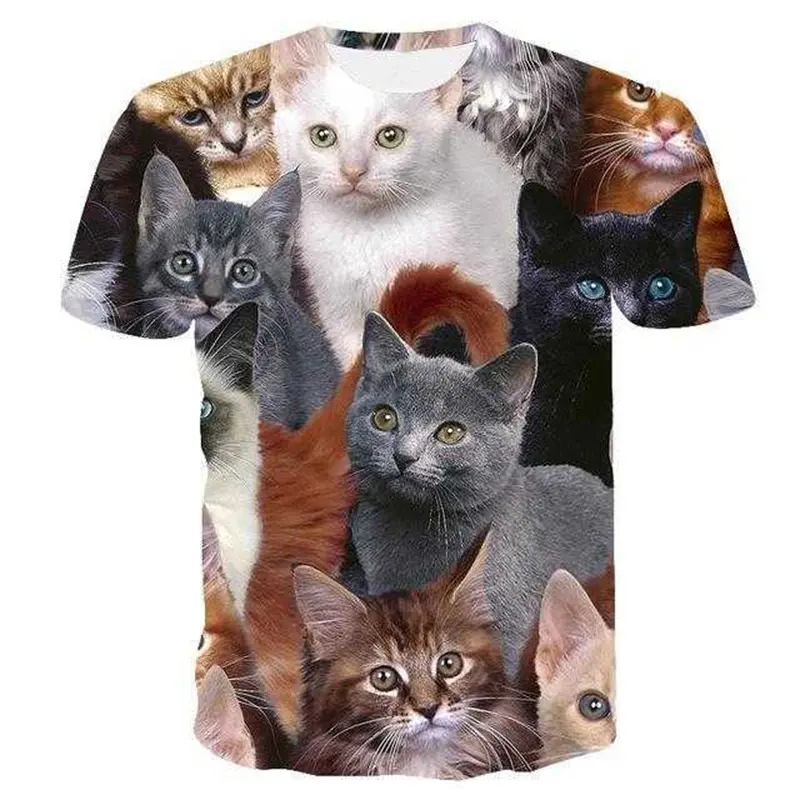 Fashion Cat 3d Printed Men's Summer Clothes Mens Funny T Shirt Cute Animal Graphic Tee Shirt Y2k Kids Women Street Casual Tops