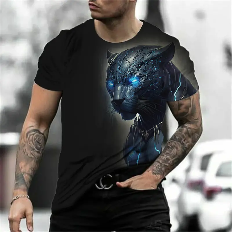 Novelty Fashion Lightning Leopard 3D Print T Shirt For Men Street Hip Hop Tees Casual Women Short Sleeve Tops Kids Loose T-shirt