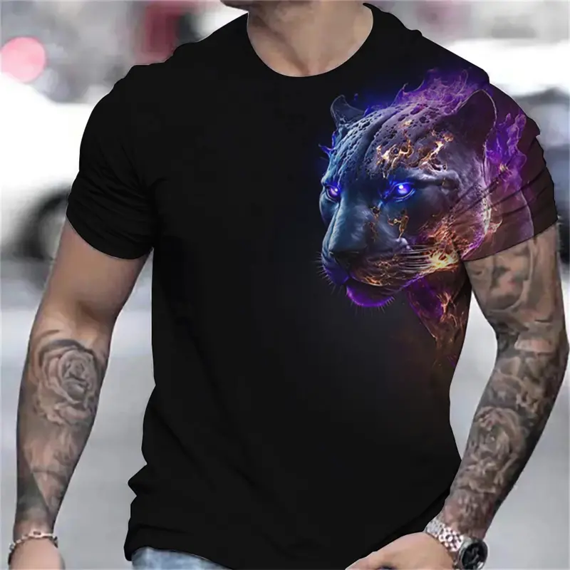 Novelty Fashion Lightning Leopard 3D Print T Shirt For Men Street Hip Hop Tees Casual Women Short Sleeve Tops Kids Loose T-shirt