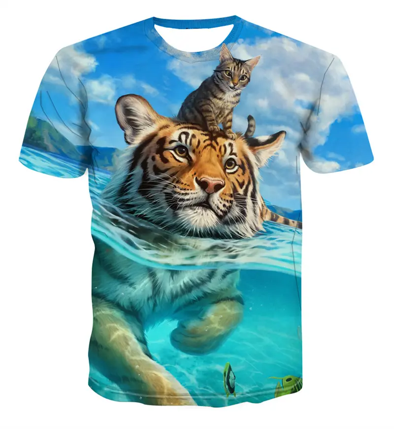 Novelty Fashion Lightning Leopard 3D Print T Shirt For Men Street Hip Hop Tees Casual Women Short Sleeve Tops Kids Loose T-shirt