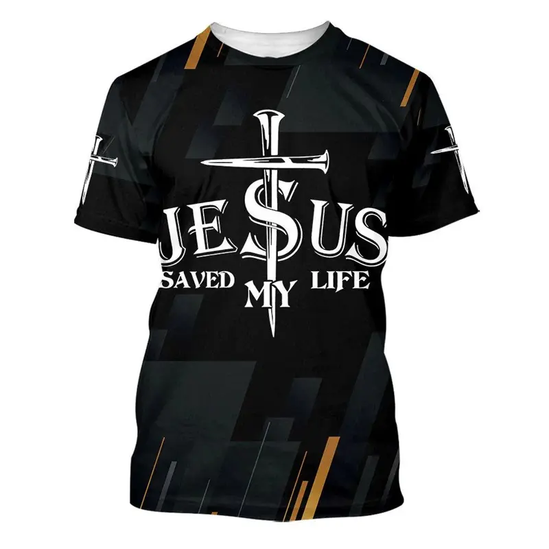 3D Print T Shirt For Men Jesus Cross Graphic Christian T-shirt Unisex Oversized Short Sleeve New Trendy Tops Men Women Tee Shirt