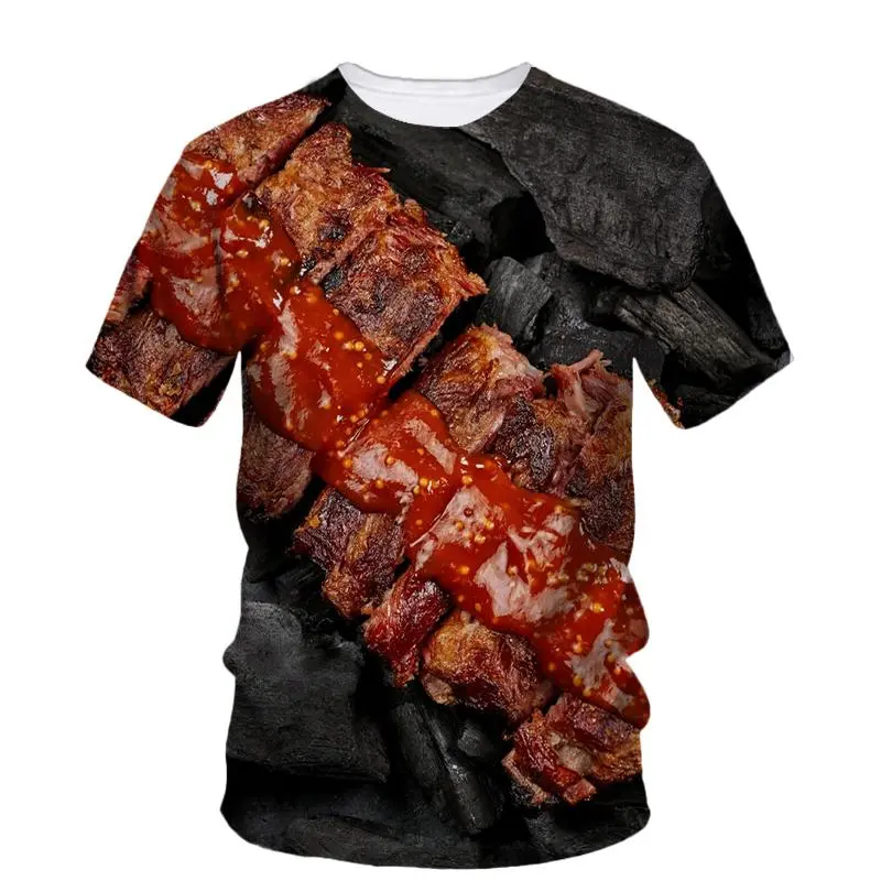 Beef Meat Graphic T Shirt Men Fashion 3d Print Summer Oversizled T-Shirt Personality Street Casual Tops Tees Y2k Unisex Clothes