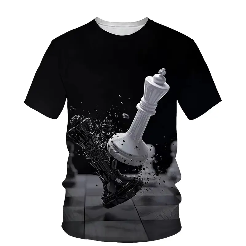 Popular Chess 3D Print T-Shirts Men Woman Fashion Casual Short Sleeve Round Neck T Shirt Summer Harajuku Y2k Kids Tee Streetwear