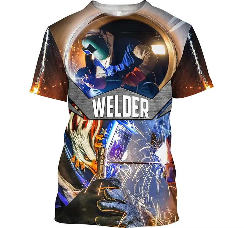 Welder 3d Printing T Shirt For Man Summer Fashion O-neck Short Sleeve Oversize Top Casual Y2k Unisex Streetwear Harajaku T-shirt