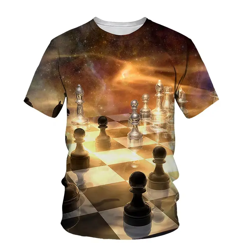 Popular Chess 3D Print T-Shirts Men Woman Fashion Casual Short Sleeve Round Neck T Shirt Summer Harajuku Y2k Kids Tee Streetwear
