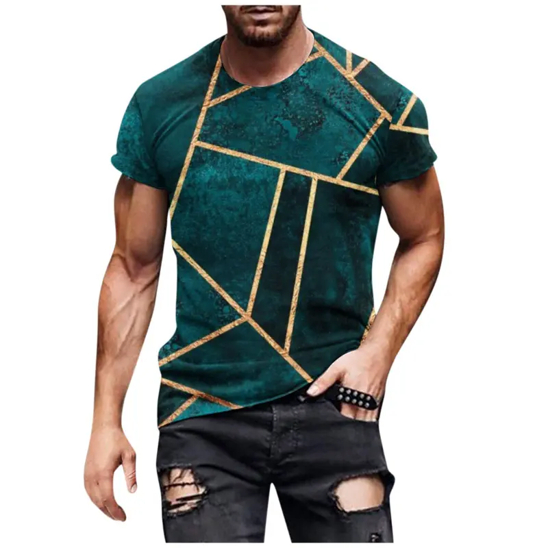 3D Geometry Print Pattern T Shirt Men Fashion Hip Hop T-shirt Harajuku Y2k Street Men's Summer Leisure Sports Top Short Sleeve