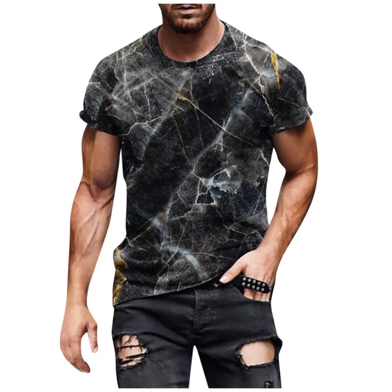 3D Geometry Print Pattern T Shirt Men Fashion Hip Hop T-shirt Harajuku Y2k Street Men's Summer Leisure Sports Top Short Sleeve