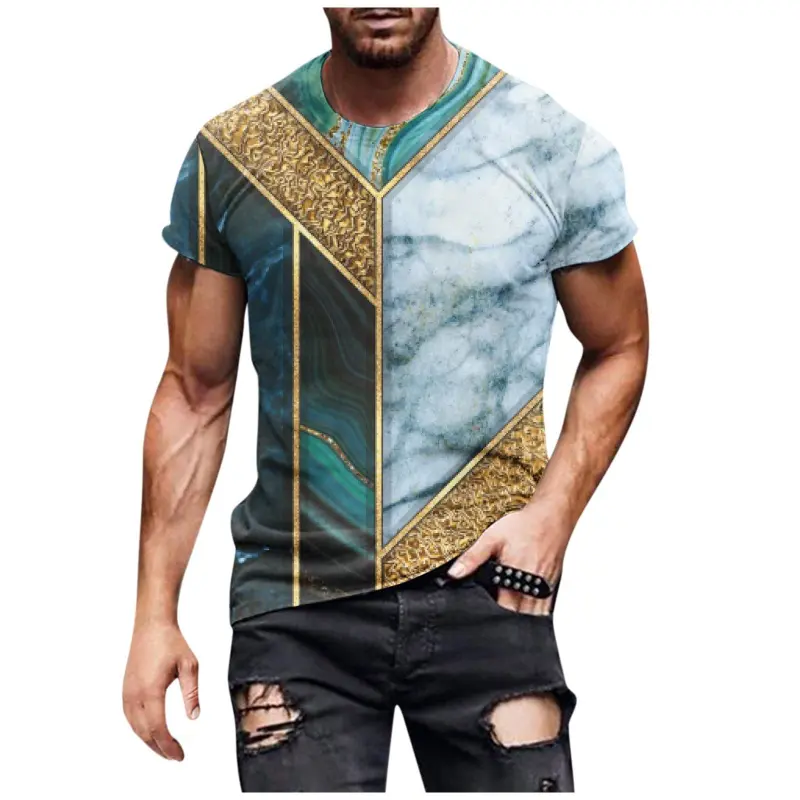 3D Geometry Print Pattern T Shirt Men Fashion Hip Hop T-shirt Harajuku Y2k Street Men's Summer Leisure Sports Top Short Sleeve