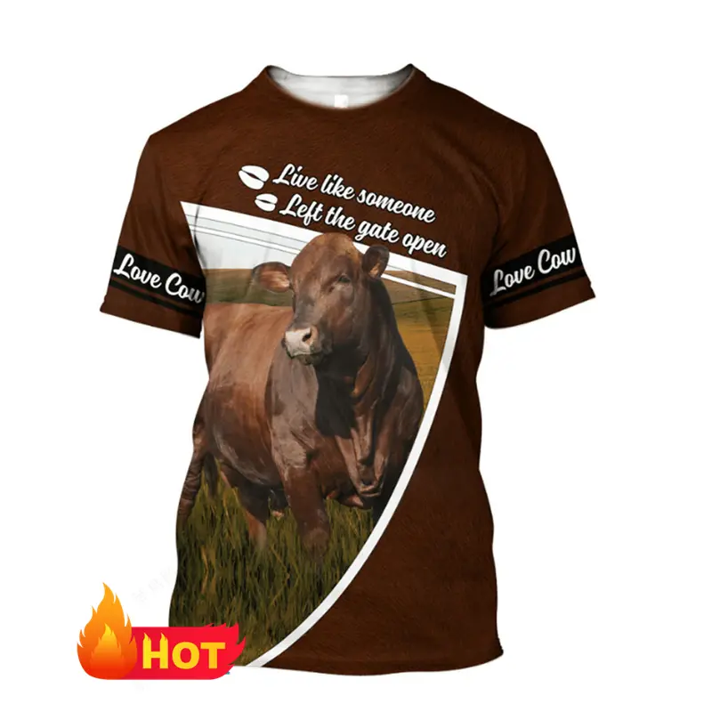 Fashion New Farm Animal Cow 3d Printed T Shirt Men's Summer Casual Short Sleeve Tops Cow Lover Oversized Crew Neck Mens Tee Tops