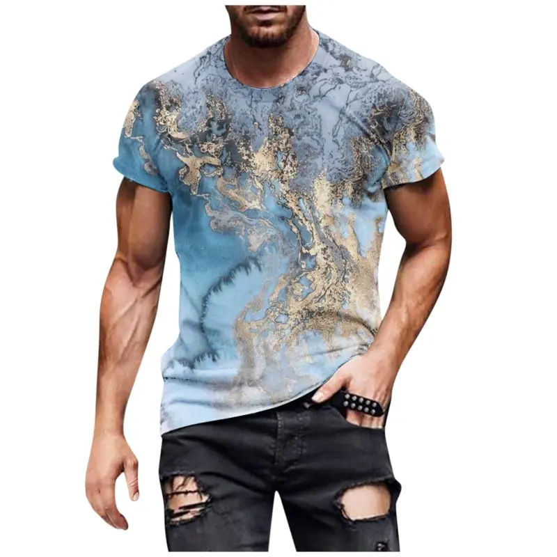3D Geometry Print Pattern T Shirt Men Fashion Hip Hop T-shirt Harajuku Y2k Street Men's Summer Leisure Sports Top Short Sleeve