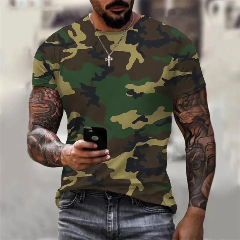 Fashion Casual 3D Camouflage T-Shirt Men Clothes Outdoor O Neck Short Sleeve Tees Woemn Summer Street Oversized Sport T Shirts