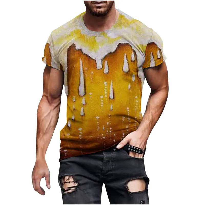 New Men'S T-Shirt 3d Print Beer Pattern T Shirt For Men Fashion Casual Summer Streetwear Y2k Short Sleeve Unisex Tshirt Men Tops