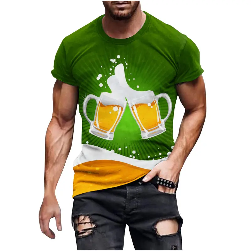 New Men'S T-Shirt 3d Print Beer Pattern T Shirt For Men Fashion Casual Summer Streetwear Y2k Short Sleeve Unisex Tshirt Men Tops
