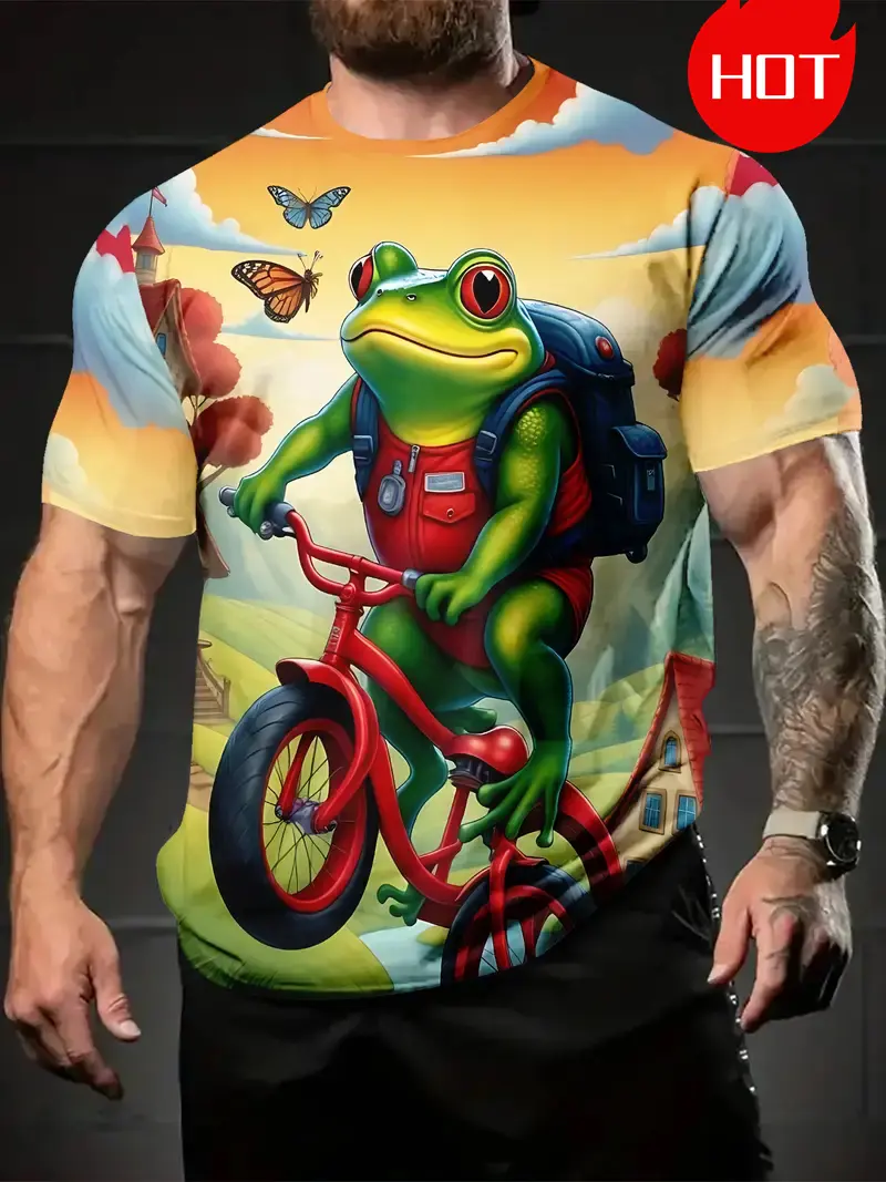Funny Frog Graphic T-shirt For Men Clothing 3D Printed Summer Casual Sport Street Short Sleeved T-shirt Harajuku Y2k Kids Tees