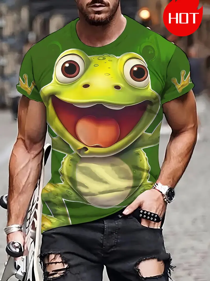 Funny Frog Graphic T-shirt For Men Clothing 3D Printed Summer Casual Sport Street Short Sleeved T-shirt Harajuku Y2k Kids Tees