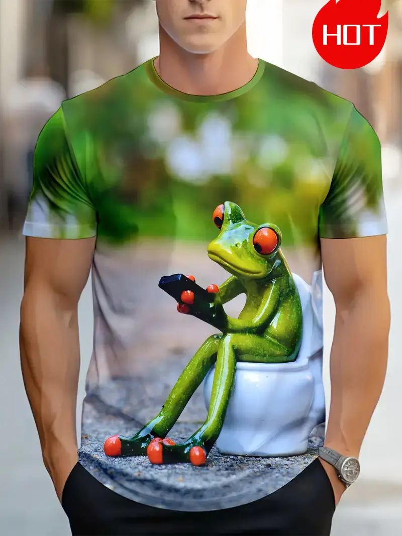 Funny Frog Graphic T-shirt For Men Clothing 3D Printed Summer Casual Sport Street Short Sleeved T-shirt Harajuku Y2k Kids Tees