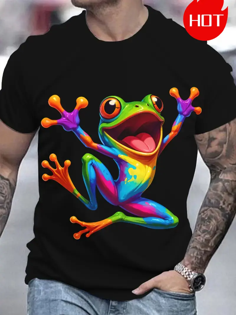 Funny Frog Graphic T-shirt For Men Clothing 3D Printed Summer Casual Sport Street Short Sleeved T-shirt Harajuku Y2k Kids Tees