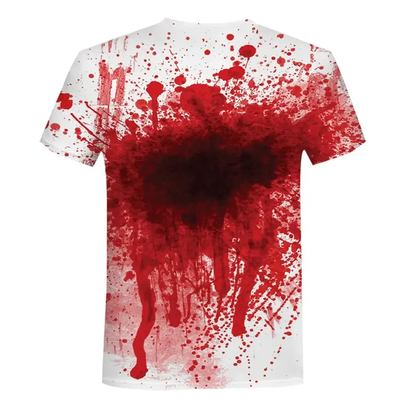 Y2K Fun T-shirt Bloody Horror Pattern 3D Printed Mens Womens T-shirt Casual Fashion Round Neck Short Sleeve T Shirt Tees Tops