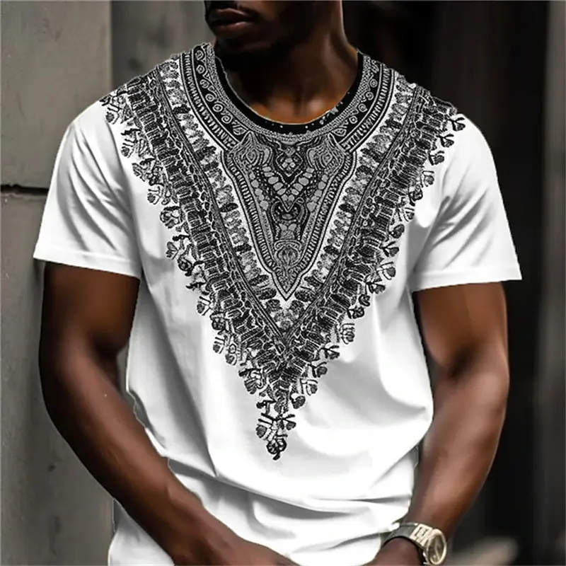 New Summer Men's T Shirt 3D Print Pullover O-Neck Fashion Printed Ethnic Style Loose All Match Casual Short Sleeved T-Shirts Top