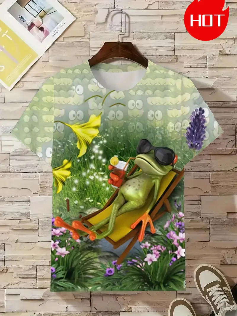 Frog Graphic T Shirt For Men Cute Animal 3D Printed Tees Summer Harajuku Short Sleeve Loose Street Tops Fashion Sport T-shirts
