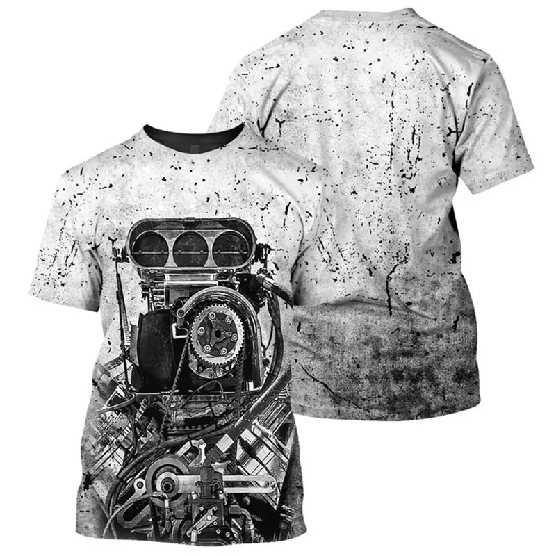 New Fashion Drag Racing 3D Printed T-shirts Mens Summer Casual Harajuku Unisex Streetwear Hip  Pop T Shirts Men Y2k Clothing