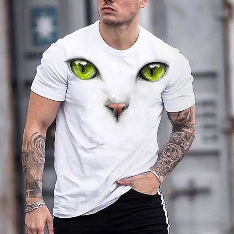 Cat 3D Printed Men's T-shirt Cute Animal Print Loose Short-sleeved Tee Tops Kids Women Fashion Simple Harajuku T Shirt Clothing