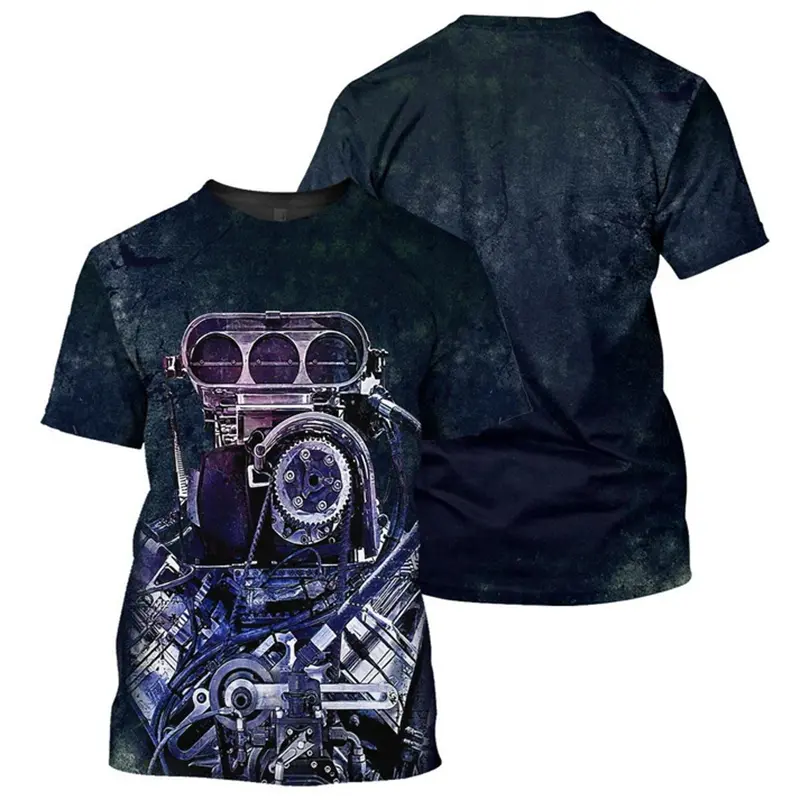 New Fashion Drag Racing 3D Printed T-shirts Mens Summer Casual Harajuku Unisex Streetwear Hip  Pop T Shirts Men Y2k Clothing