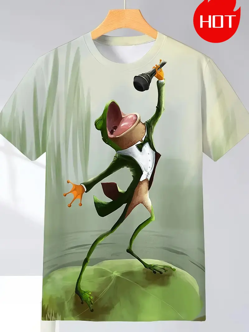 Frog Graphic T Shirt For Men Cute Animal 3D Printed Tees Summer Harajuku Short Sleeve Loose Street Tops Fashion Sport T-shirts