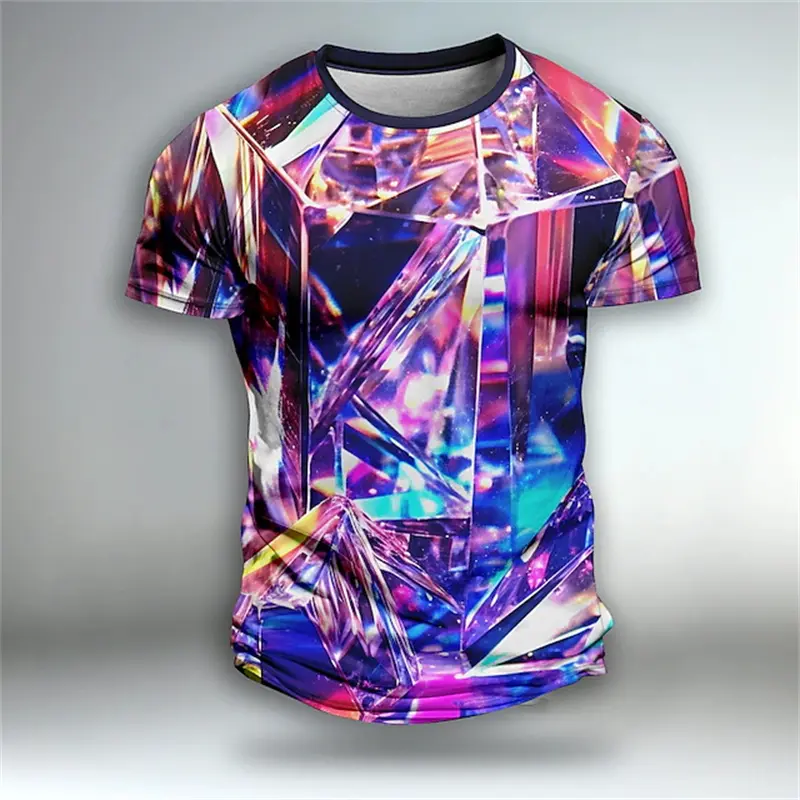 3D Print Men's T Shirt Geometic Optical Illusion Graphic T Shirt Short Sleeve Plus Size T Shirt For Men New Mens Sport Tshirts