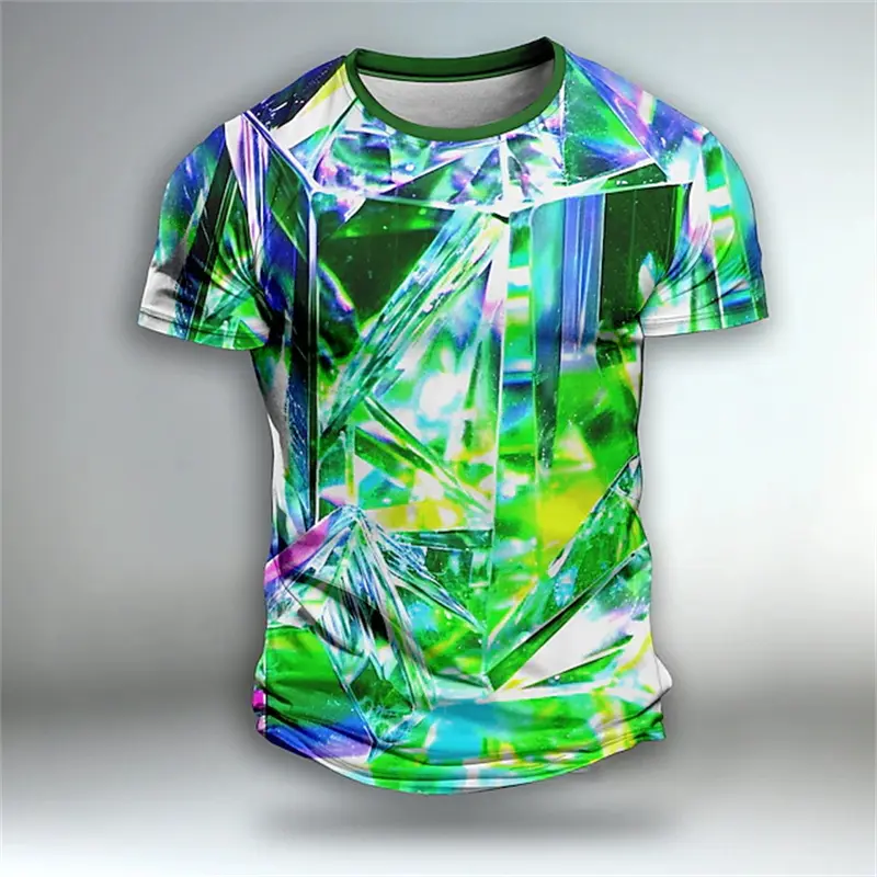 3D Print Men's T Shirt Geometic Optical Illusion Graphic T Shirt Short Sleeve Plus Size T Shirt For Men New Mens Sport Tshirts