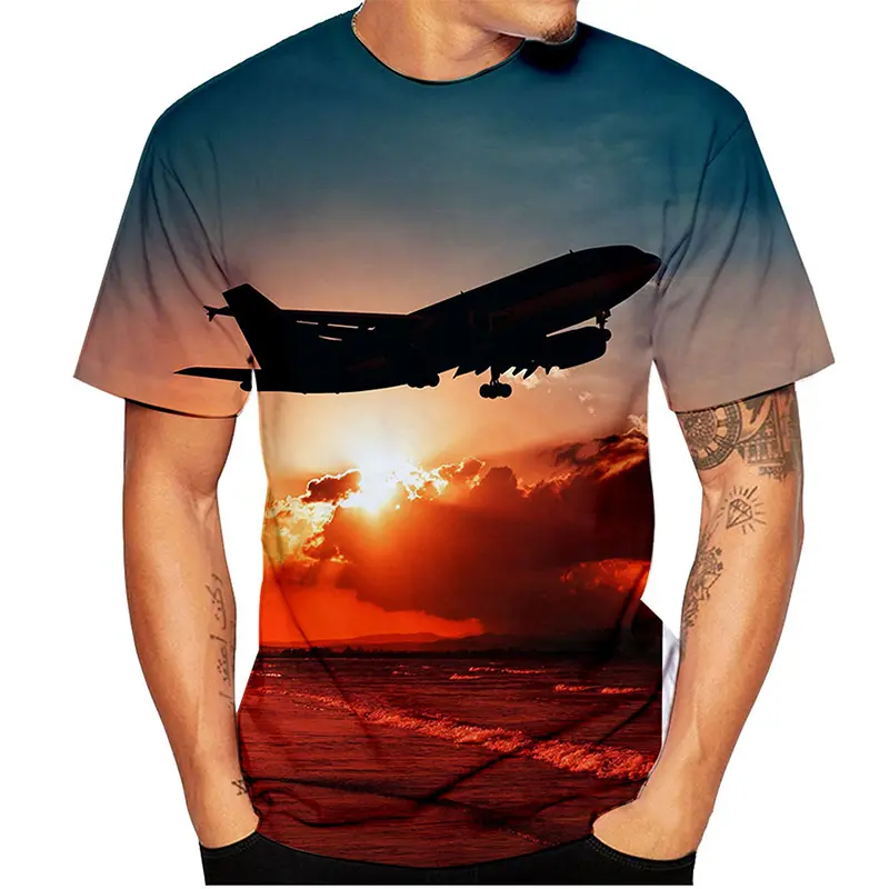 Airplane 3D Print T-Shirts Men Women Aircraft Pattern Y2k Graphic Tee Tops Kids Street Oversized Fashion Short Sleeve T Shirt