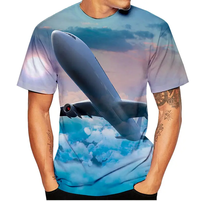 Airplane 3D Print T-Shirts Men Women Aircraft Pattern Y2k Graphic Tee Tops Kids Street Oversized Fashion Short Sleeve T Shirt