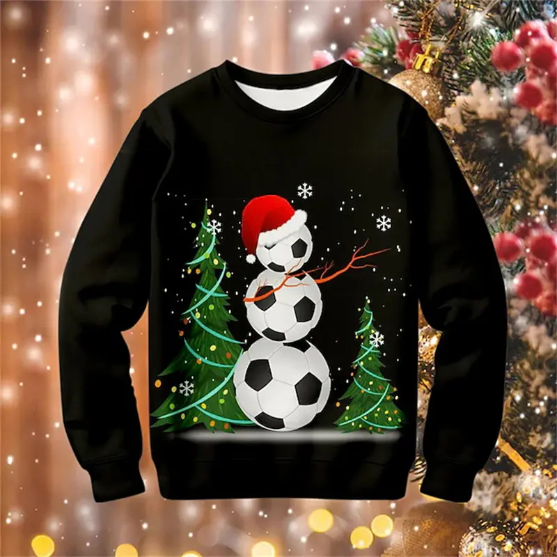 Christmas Hoodie For Men Boys 3D Football Pattern  Sweatshirt For Men Y2k Harajuku Casual Sweater Pullover Oversize Unisex Tops
