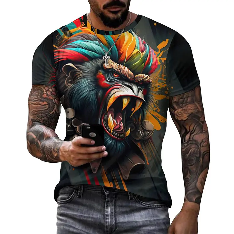Colorful Animal 3D Printed T-shirt Men Women Summer Casual Cat Dog T Shirts Kids Oversized Round Neck Short Sleeve Tee Tops
