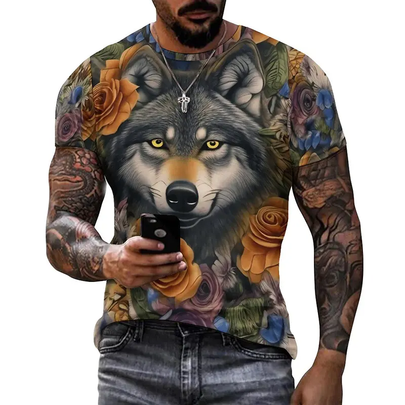 Colorful Animal 3D Printed T-shirt Men Women Summer Casual Cat Dog T Shirts Kids Oversized Round Neck Short Sleeve Tee Tops