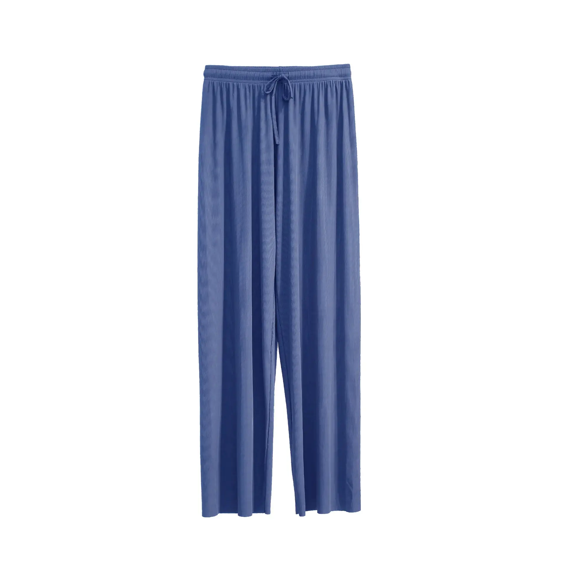 Women Wide Leg Long Pants Casual Solid Elastic Waist loose Ankle-Length Ice silk Pants Spring Summer female trousers