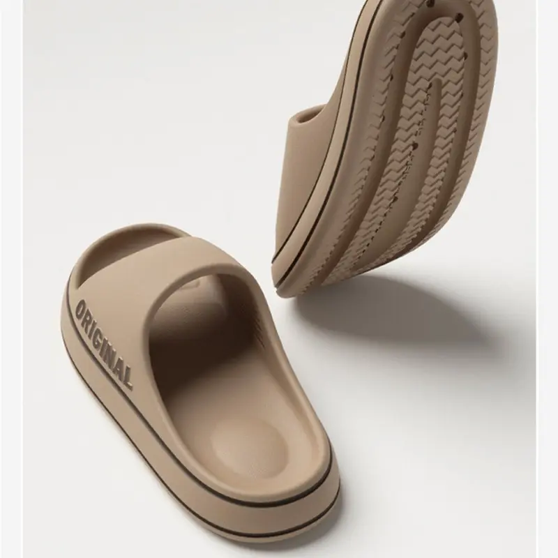 Men Thick Sole Summer Beach Slides Women Bathroom Anti Slip Soft Sandals Simplicity Ultra Light Letter Shoes Couples Slipper