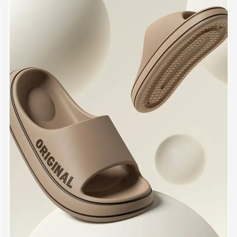 Men Thick Sole Summer Beach Slides Women Bathroom Anti Slip Soft Sandals Simplicity Ultra Light Letter Shoes Couples Slipper