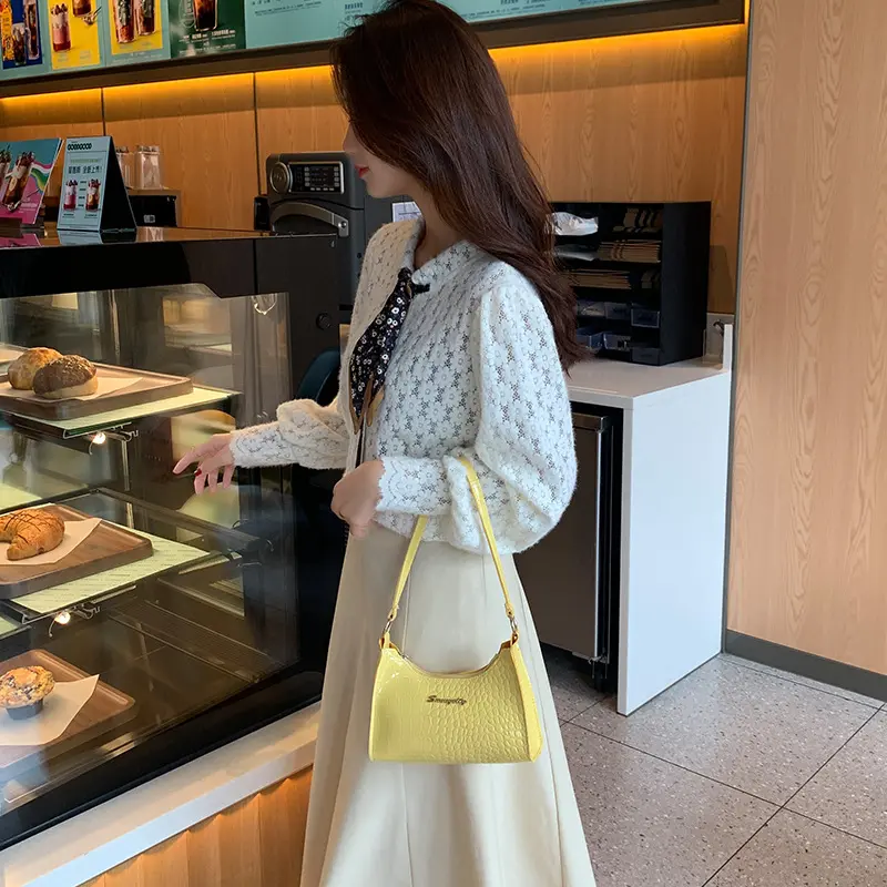 High Brand Fashion Solid Women'S Shoulder Bag Artificial Leather Square Underarm Bags Ladies Handbags For Daily Used