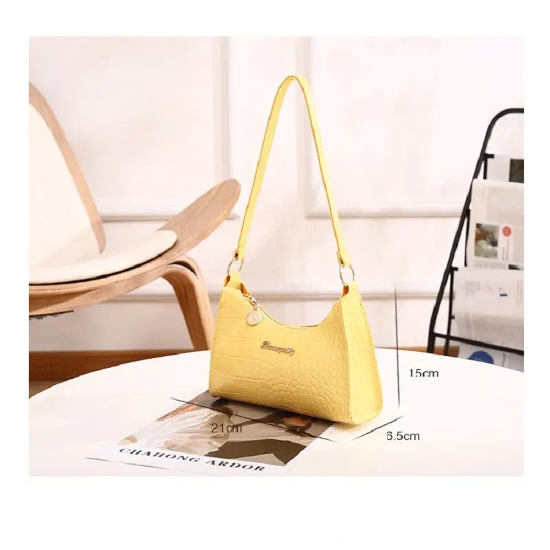 High Brand Fashion Solid Women'S Shoulder Bag Artificial Leather Square Underarm Bags Ladies Handbags For Daily Used