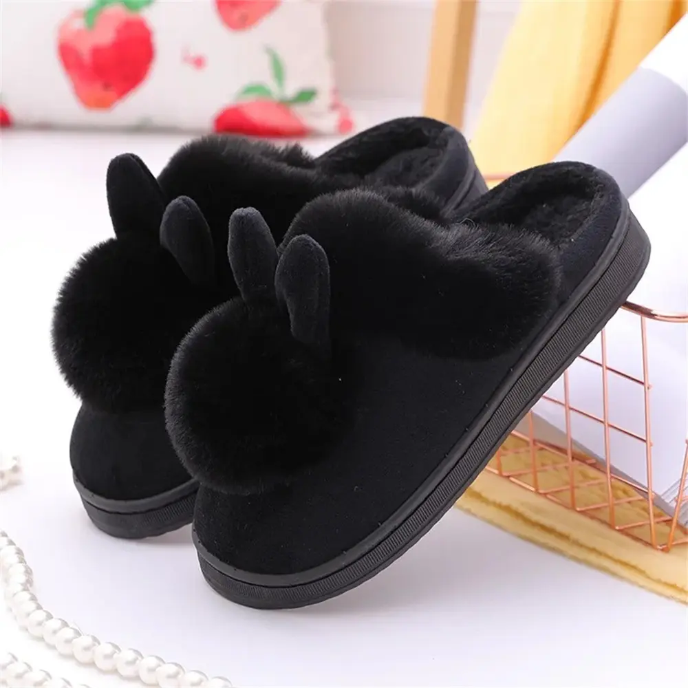 Women Winter Warm Home Slippers Couples Cartoon Cute Rabbit Floor Slides Non-Slip Soft House Shoes Ladies Indoor Bedroom Slipper