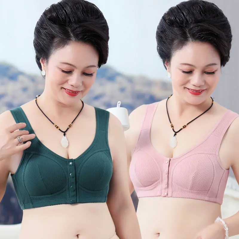Comfortable Daisy Bra for Seniors New Front Closure Button Bra Cotton Bras  Ladies Underwear Gym Cropped Tank Yoga Tops ﻿