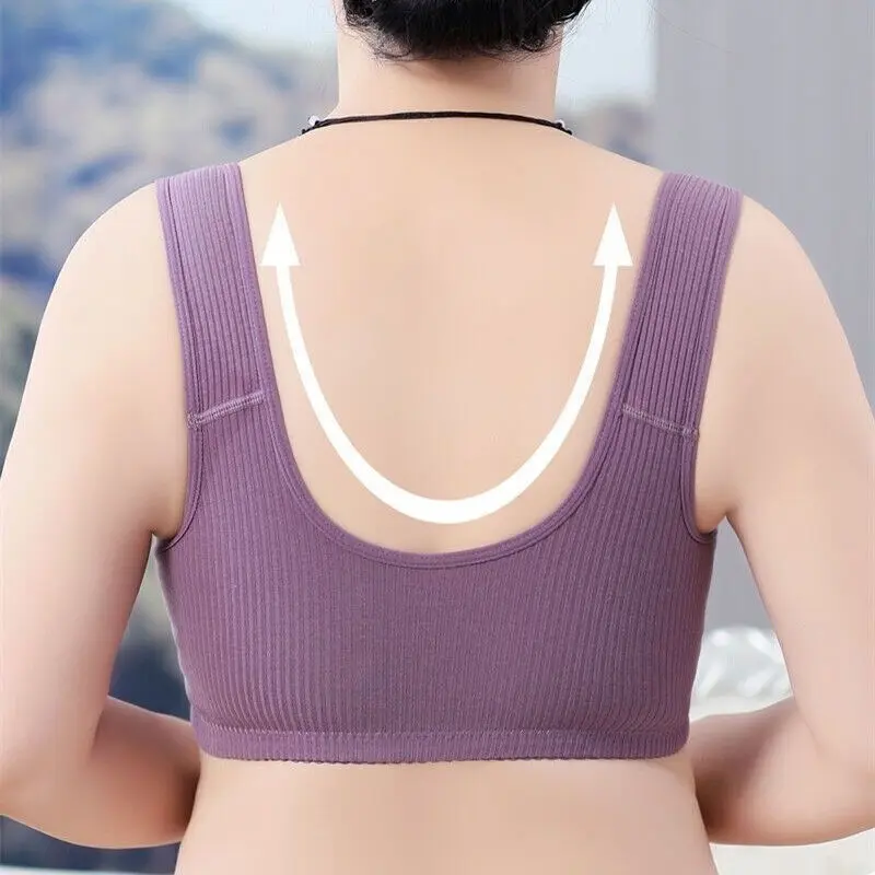 Comfortable Daisy Bra for Seniors New Front Closure Button Bra Cotton Bras  Ladies Underwear Gym Cropped Tank Yoga Tops ﻿