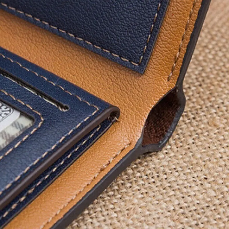 Men'S Bifold Leather Credit Id Card Leather Card Holder Small Card Id Holders Fashion Coin Purses Holders Large Capacity